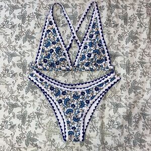 Shein Floral Blue and White bikini